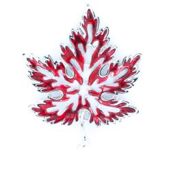 Maple Leaf Pin with Silver edging and Red Resin